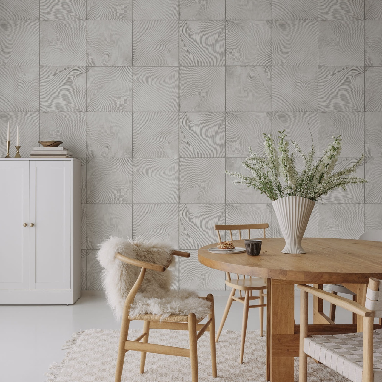 Fototapet, Craft Tiles, White, Rebel Walls — imaginea 3