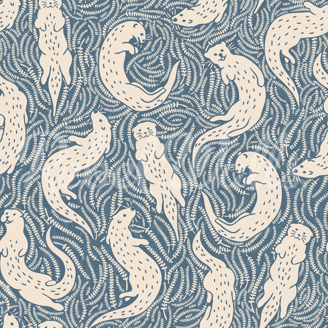 Fototapet, Cute Otters, Blue, Rebel Walls - 2