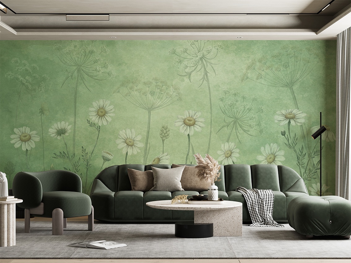 Fototapet Dazzling Daisies - Green, Sir Edward - 4