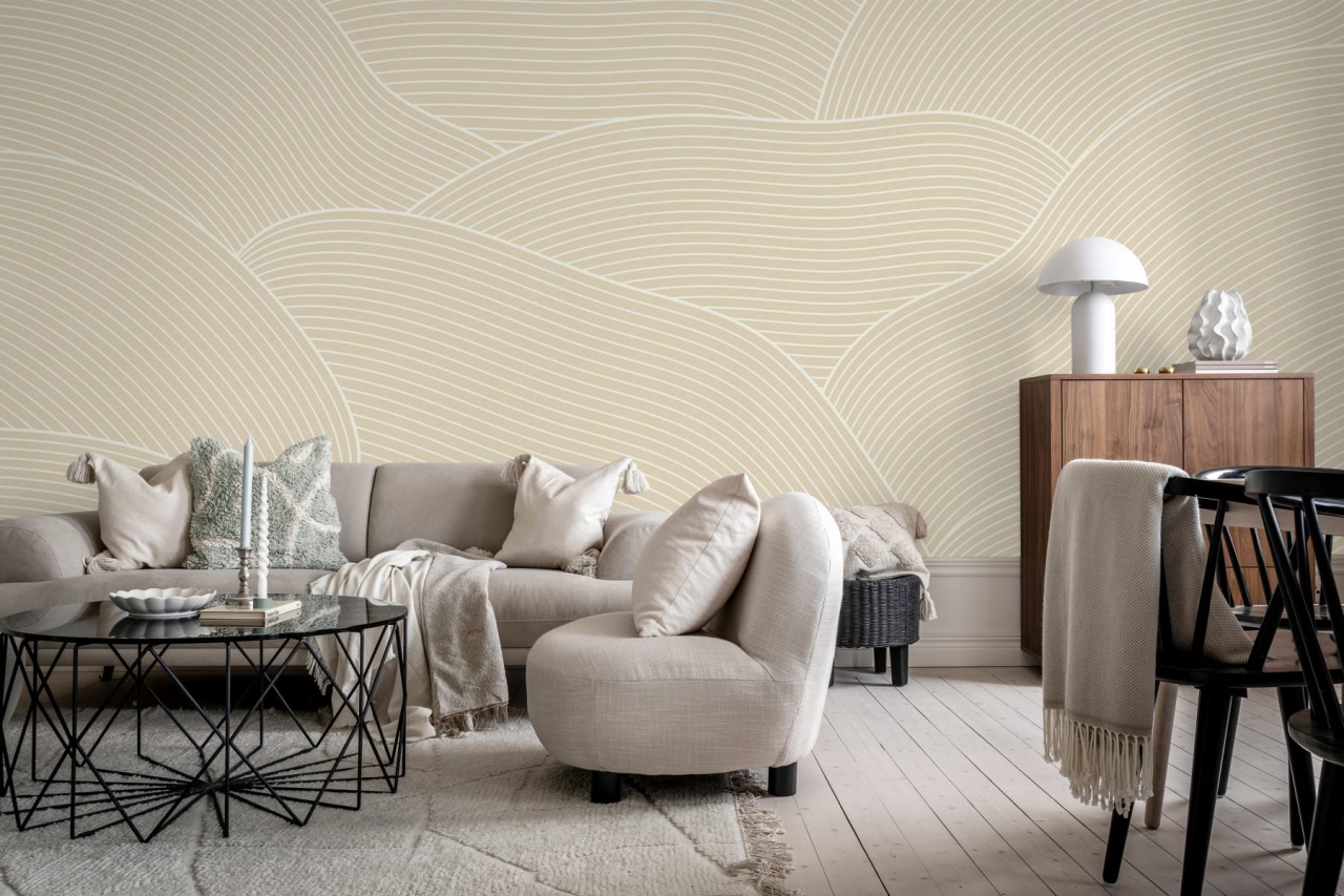 Fototapet, Drawn Hills, Beige, Rebel Walls