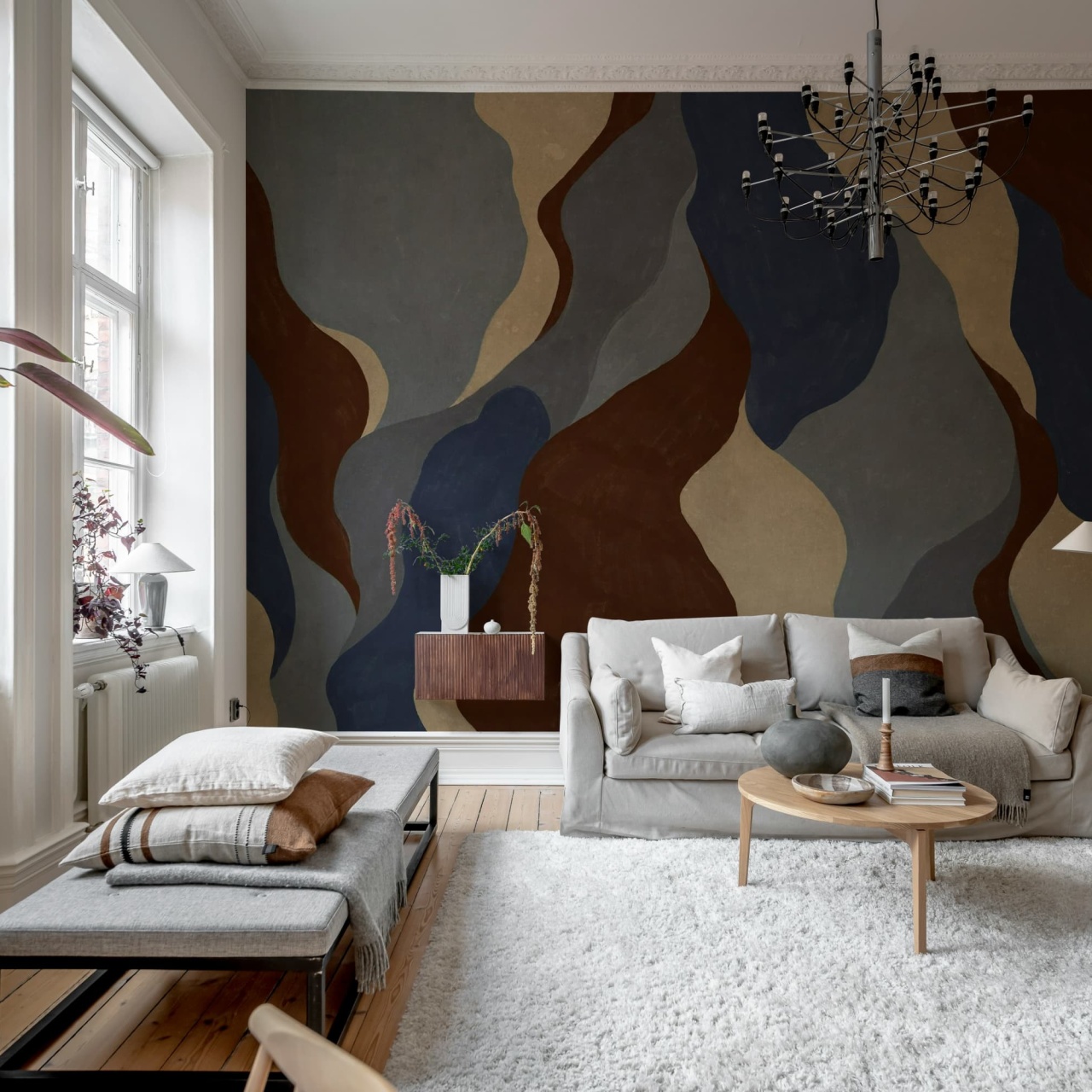 Fototapet, Flowing Forms, Dark Blue, Rebel Walls - 3