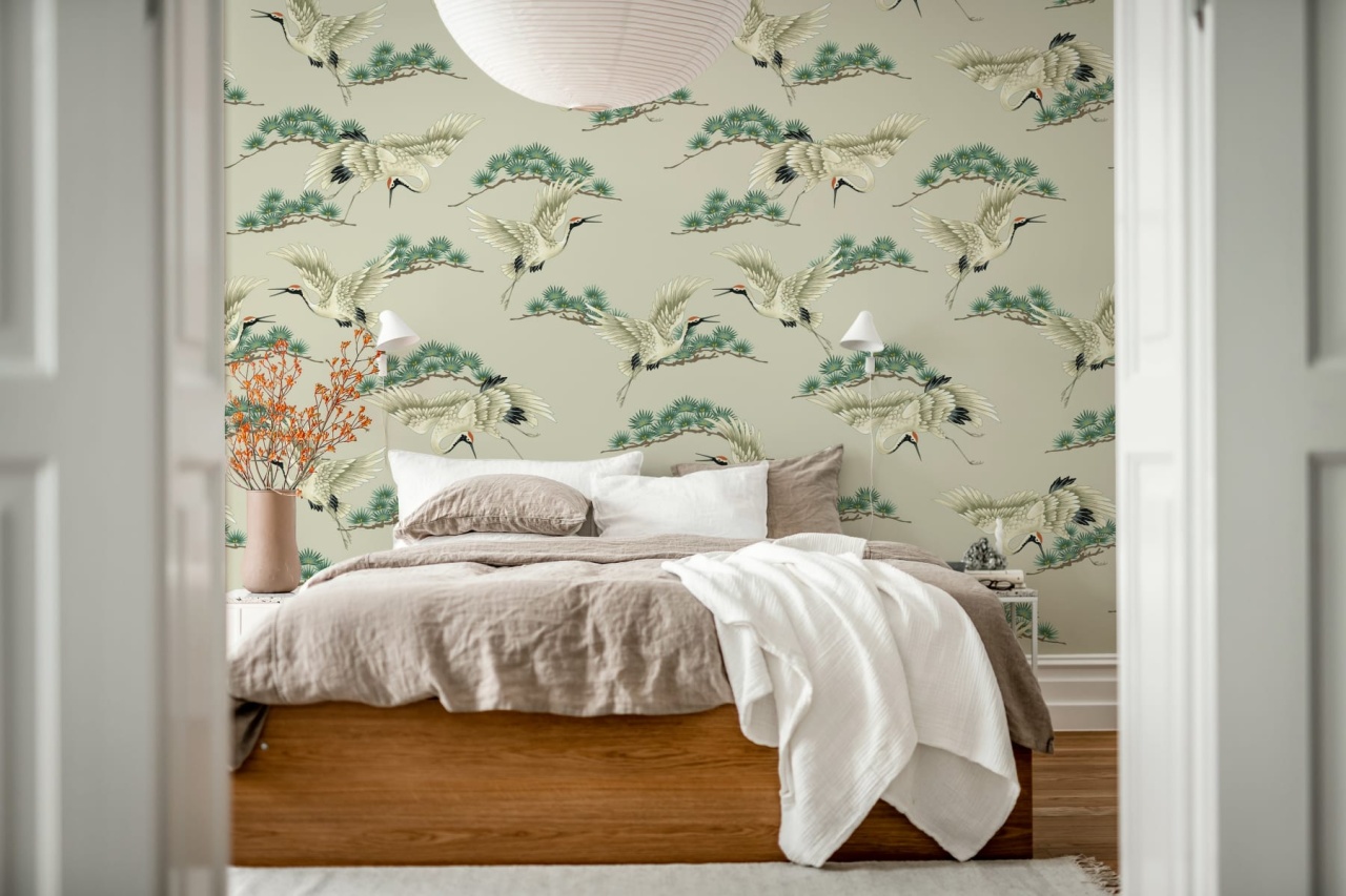 Fototapet, Flying Cranes, Beige, Rebel Walls - 3