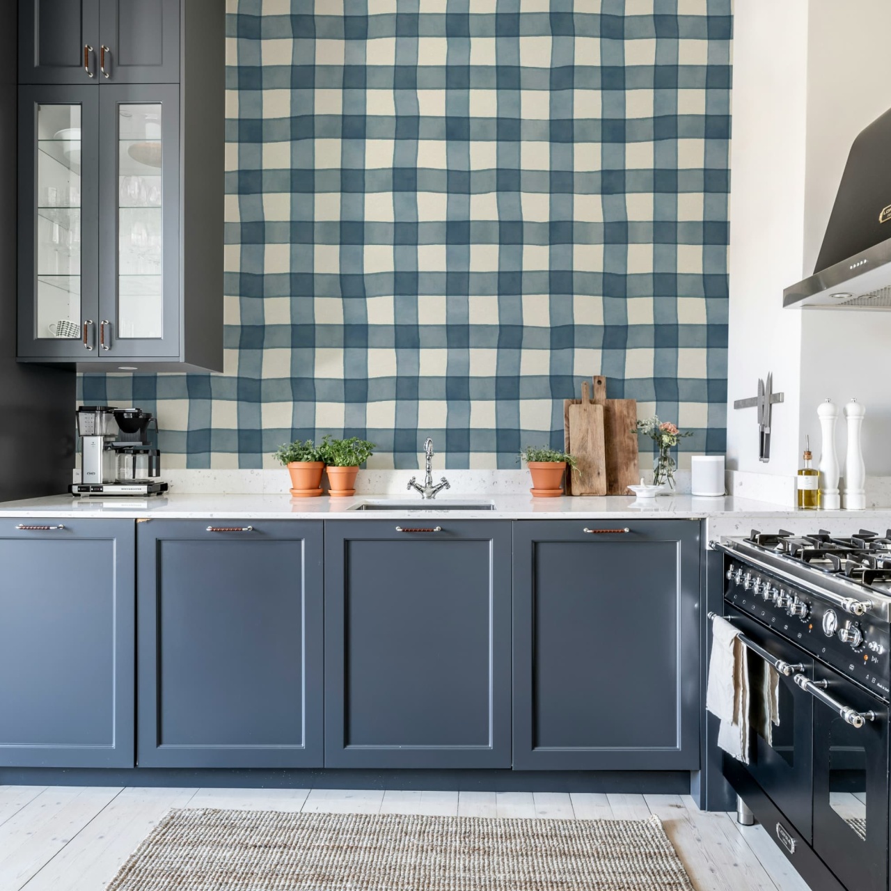 Fototapet, Gingham, Blue, Rebel Walls - 3