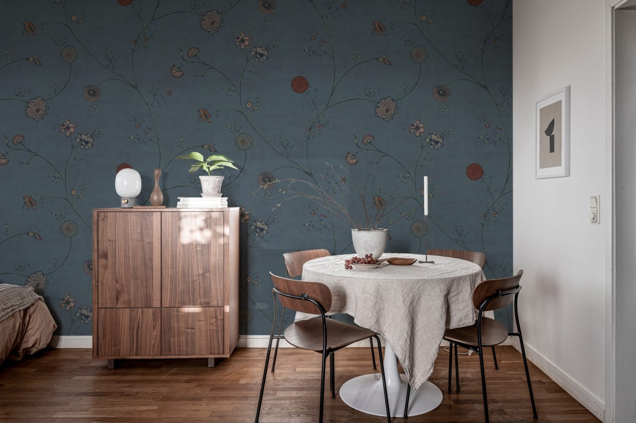 Fototapet, Grand Flower Thread, Blue, Rebel Walls