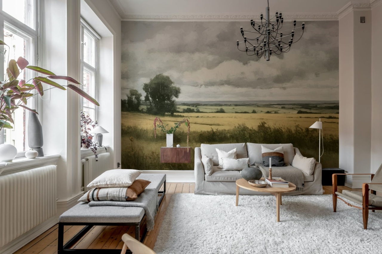 Fototapet, Landscape Painting, Beige, Rebel Walls