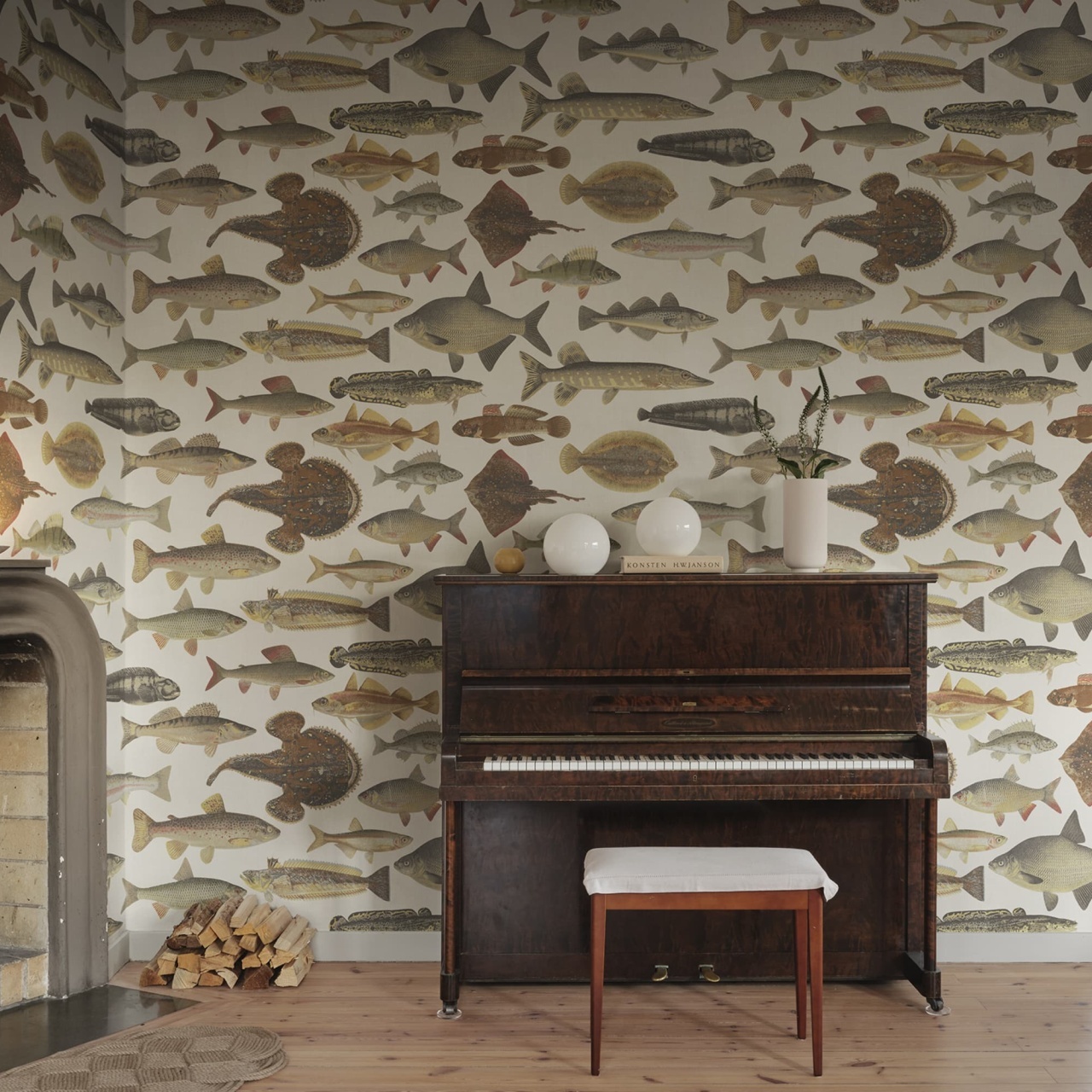 Fototapet lavabil, Scandinavian Fish, Beige, Sandberg