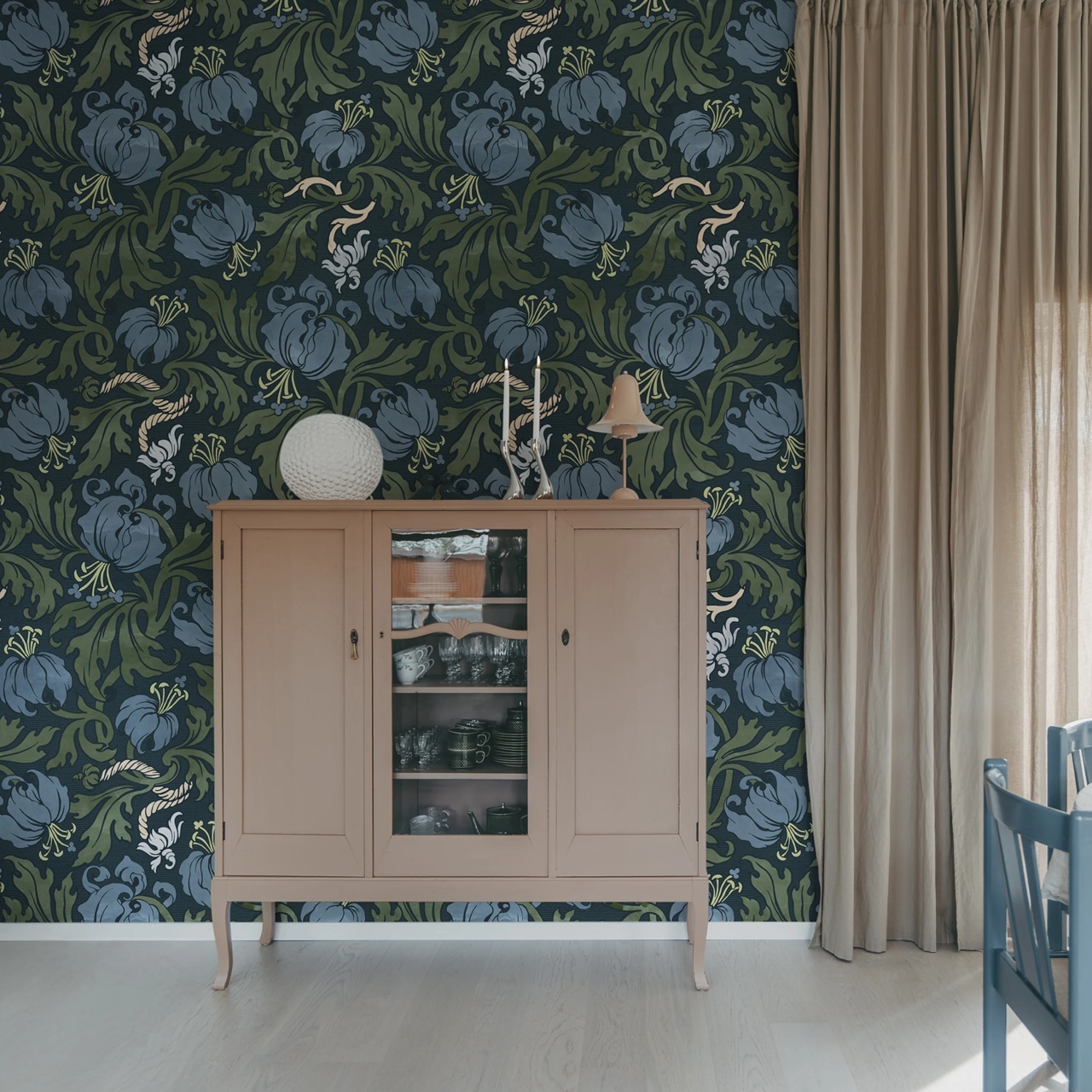 Fototapet, Midnight Peony, Blue, Rebel Walls