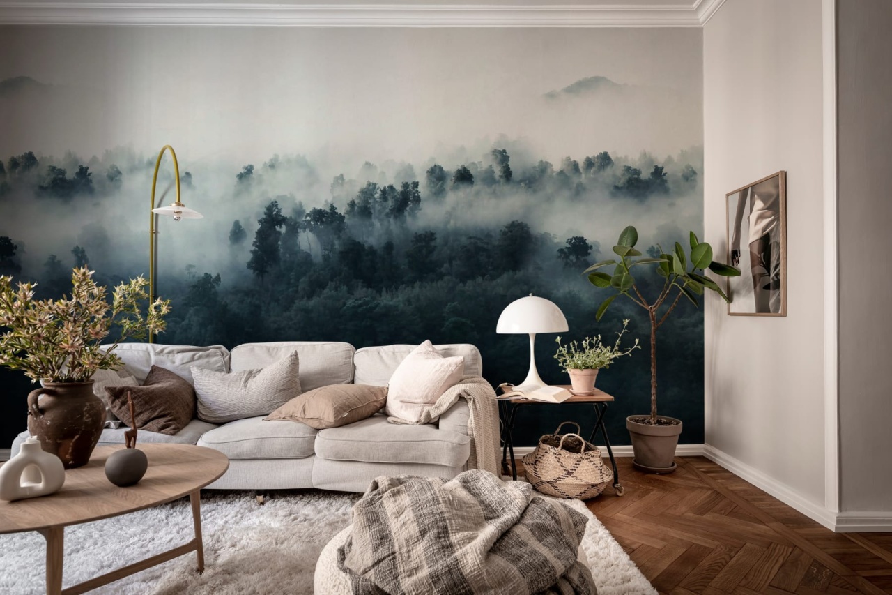 Fototapet, Misty Woodland, Blue, Rebel Walls