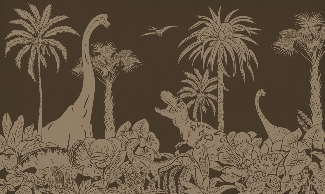 Fototapet Monochrome Dino - Brown Vintage, Kikki Belle - 2