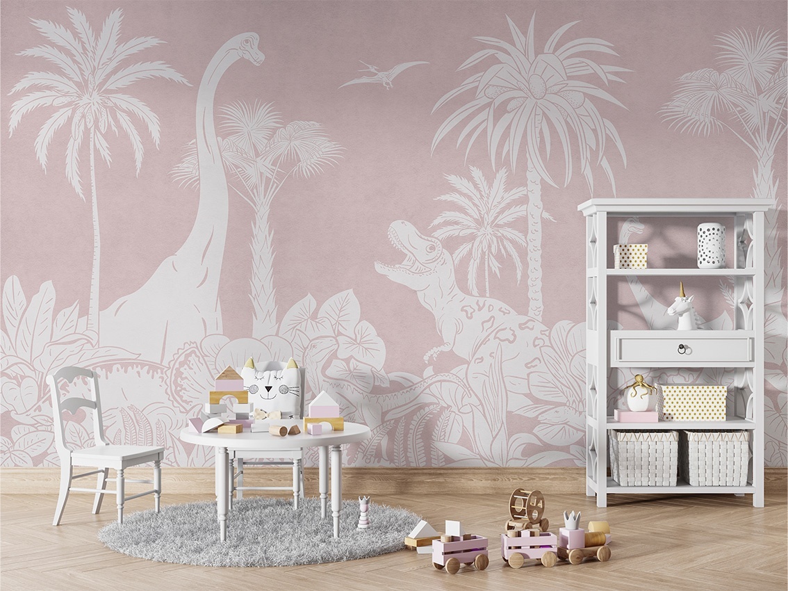 Fototapet Monochrome Dino - Pink, Kikki Belle - 5