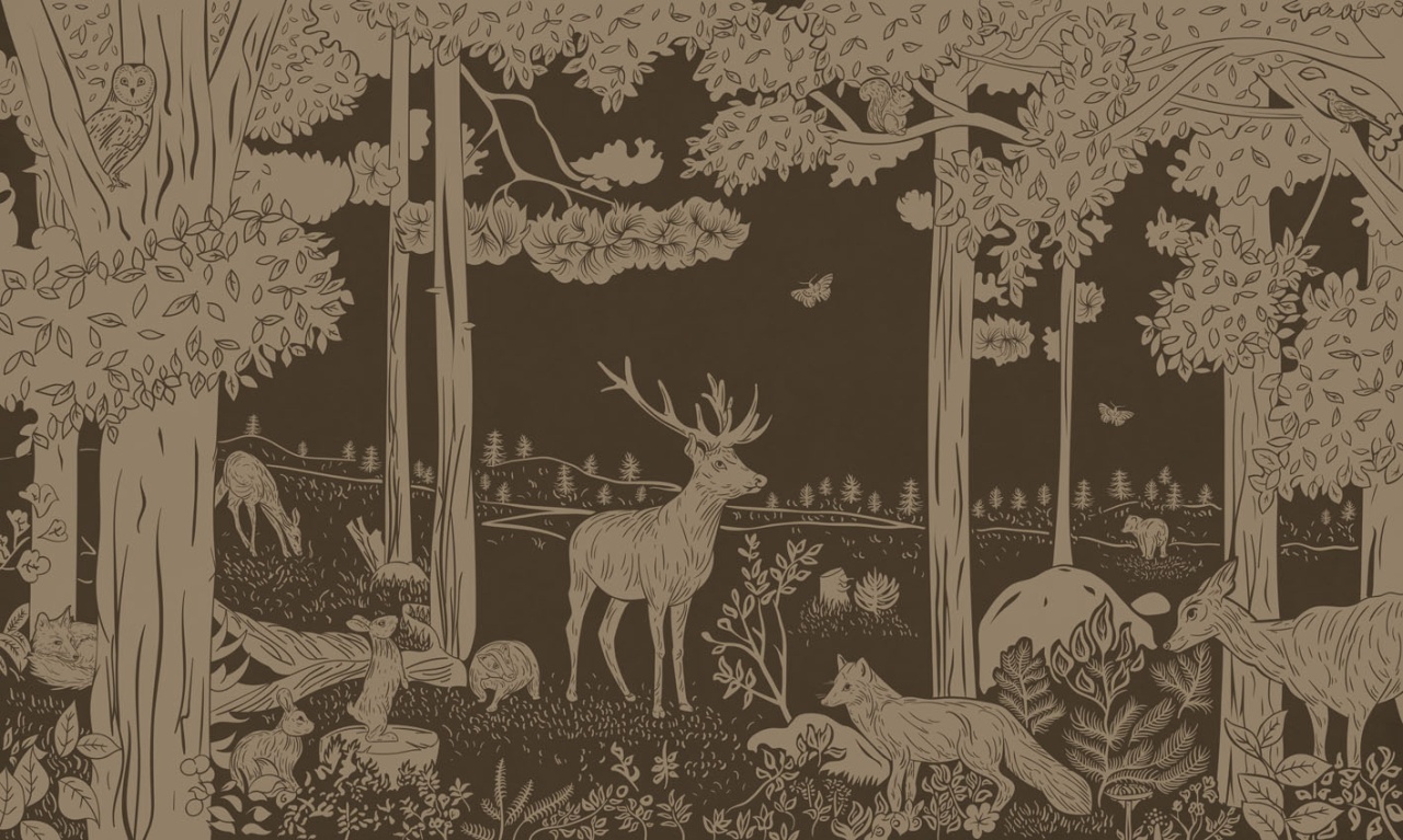Fototapet Monochrome Forest - Brown Vintage, Kikki Belle - 2