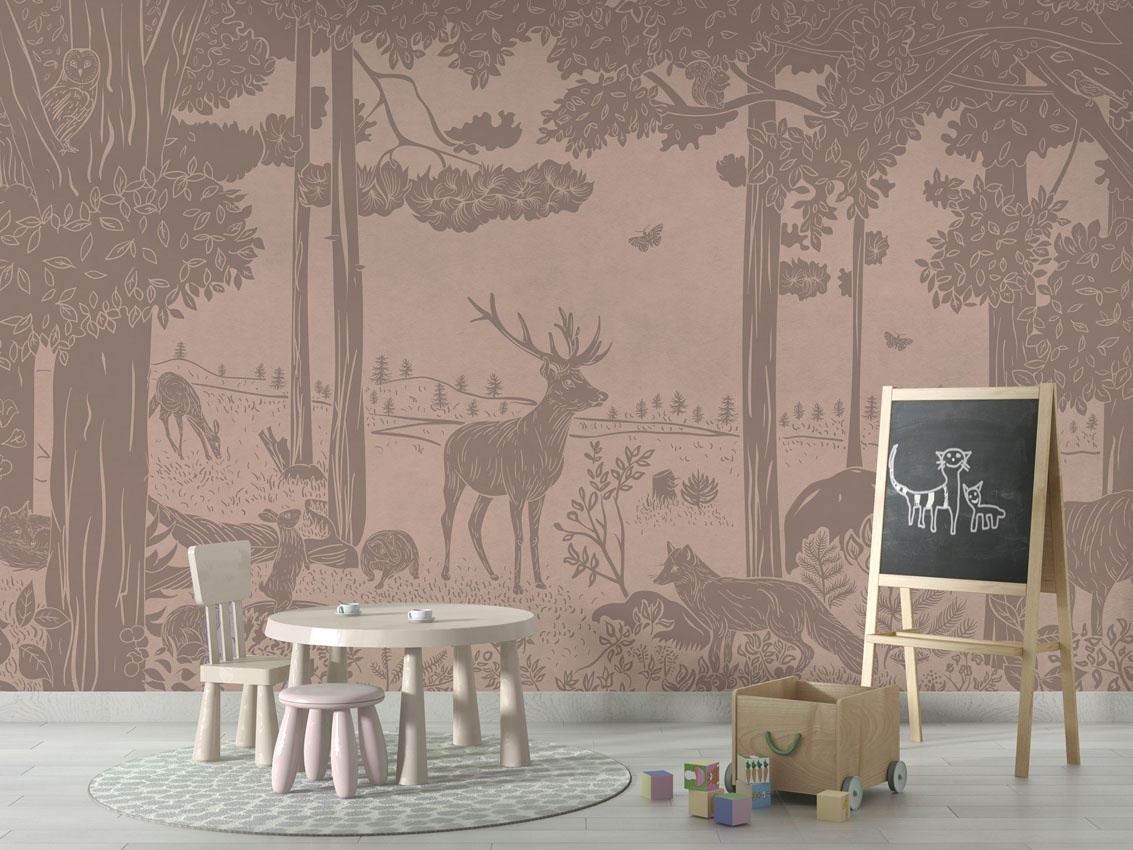 Fototapet Monochrome Forest - Pink Vintage, Kikki Belle — imaginea 4