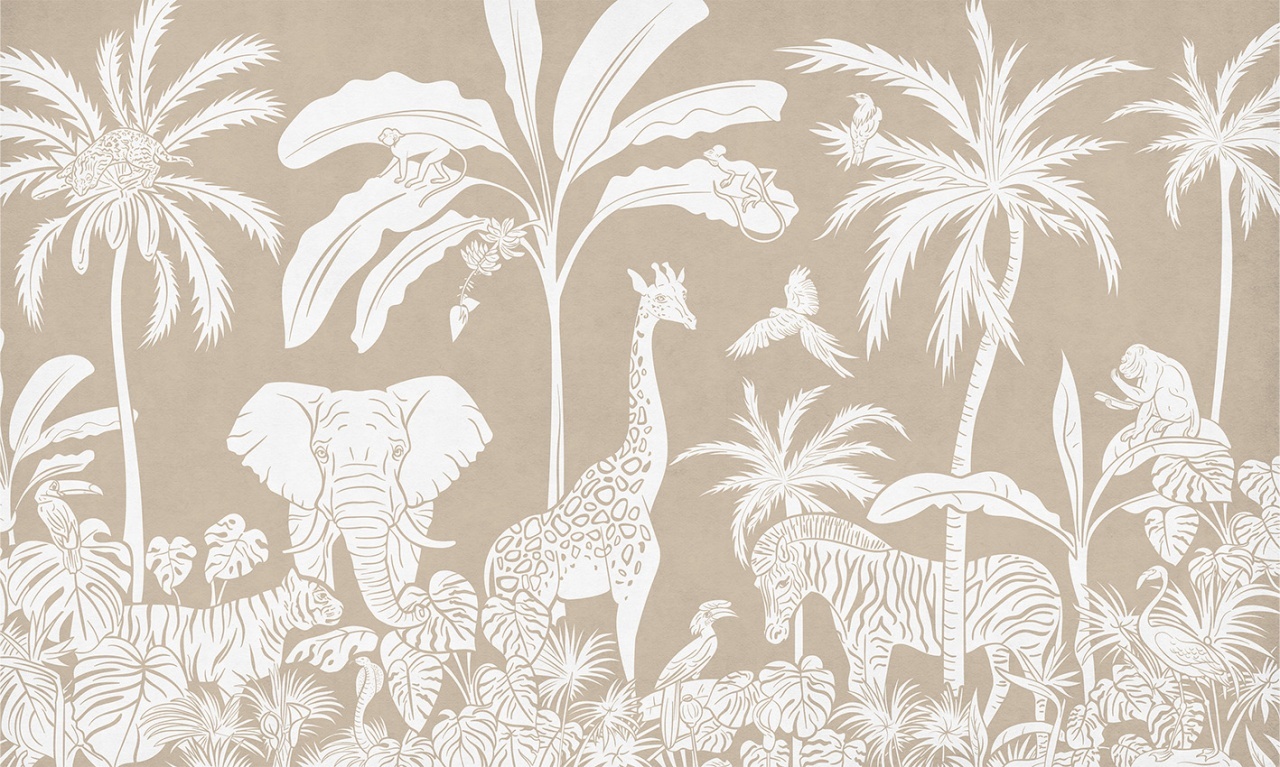 Fototapet Monochrome Jungle - Brown, Kikki Belle - 2