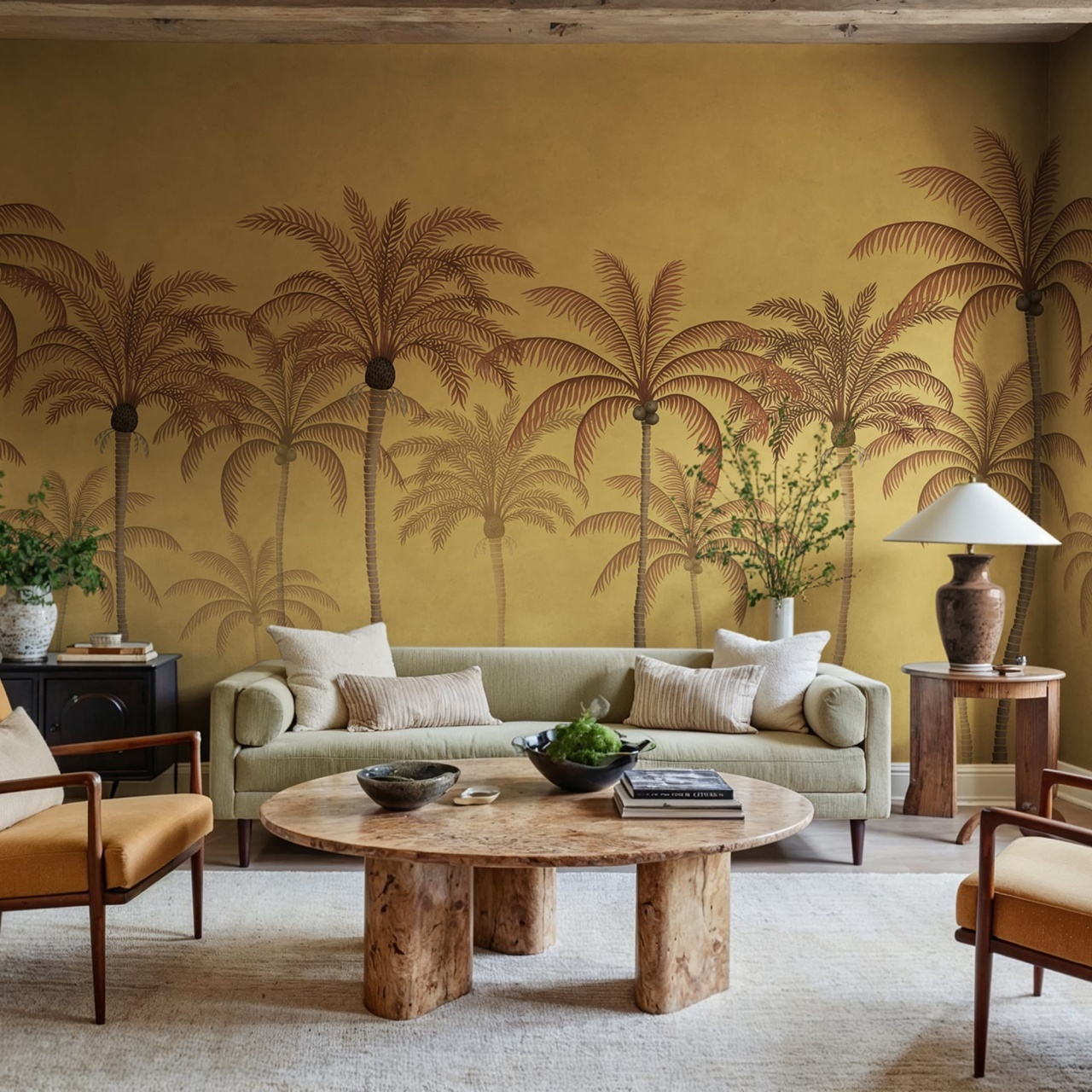Fototapet, Palm Parade, Yellow, Rebel Walls - 3