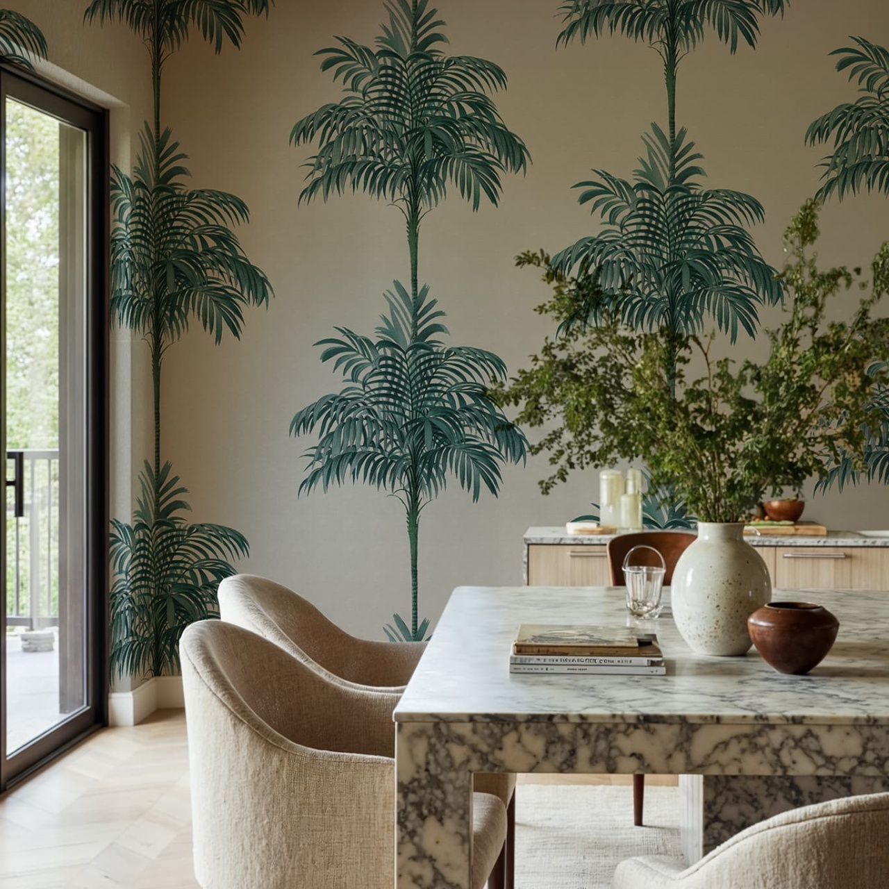 Fototapet, Palm Stripes, Blue, Rebel Walls - 3