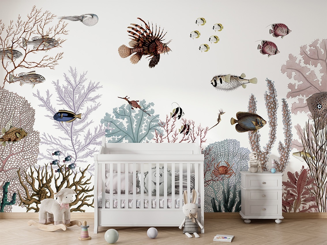Fototapet Roaring Reef - White, Kikki Belle