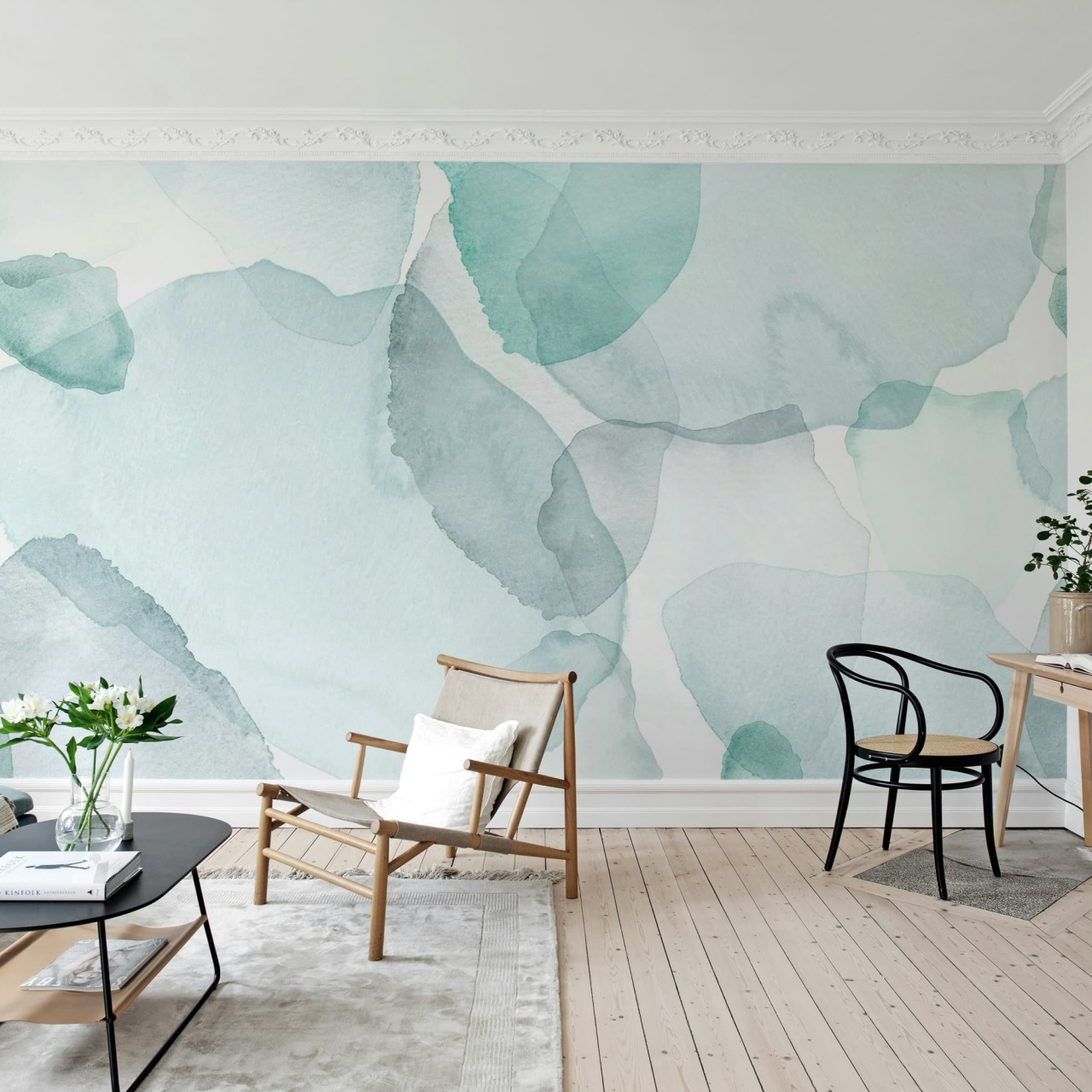 Fototapet, Shadow Petals, Blue, Rebel Walls