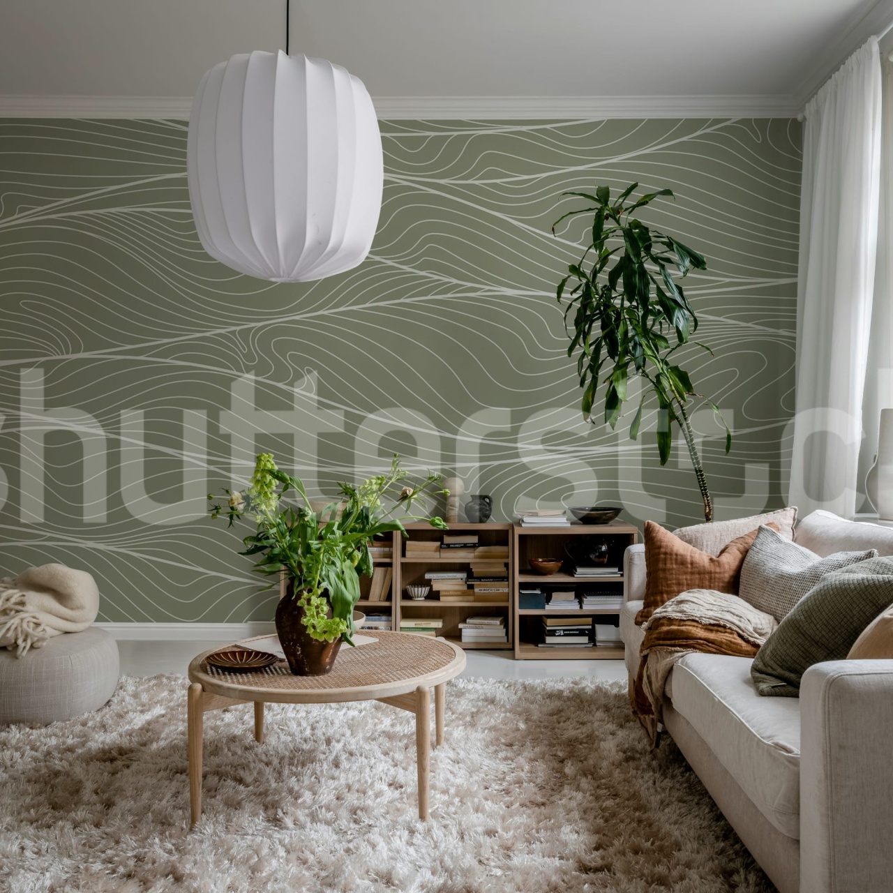 Fototapet, Soft Dunes, Green, Rebel Walls