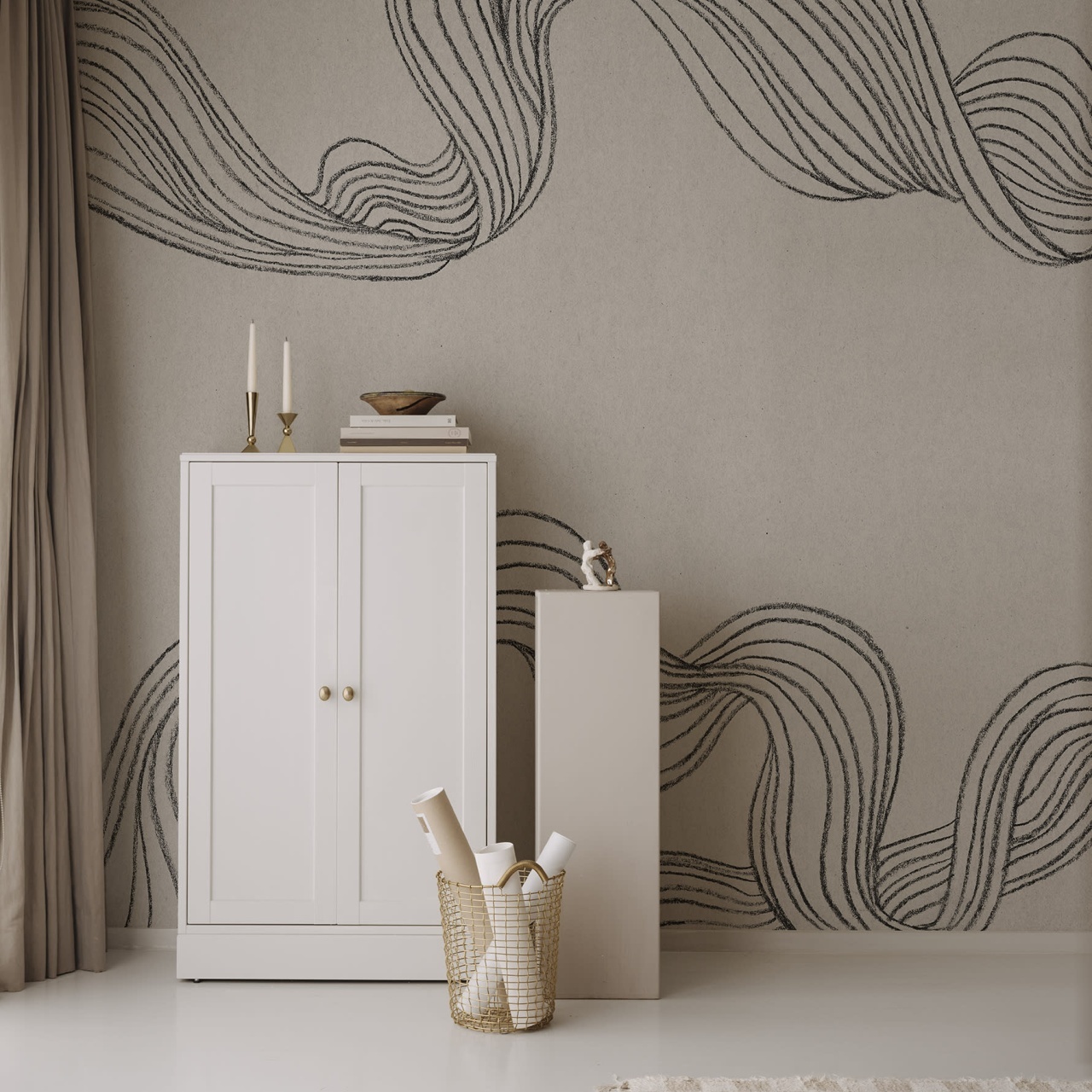 Fototapet, Stripes by Hand, Graphite, Rebel Walls - 3