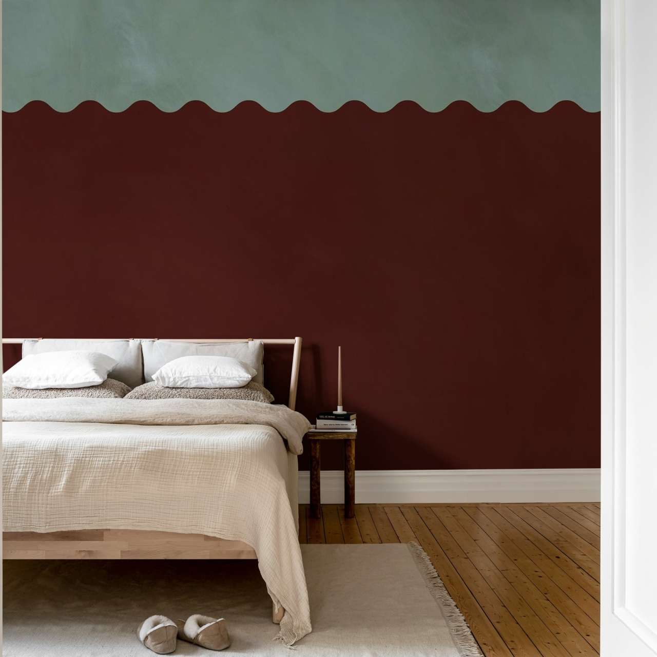 Fototapet, Wave Border, Burgundy, Rebel Walls