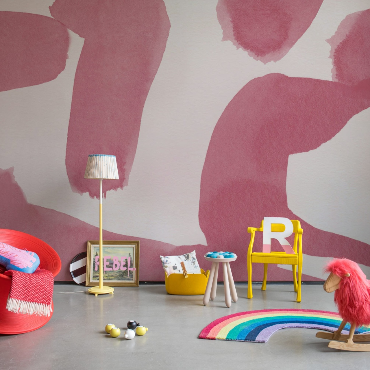 Fototapet, Wiggle Shapes, Pink, Rebel Walls - 3