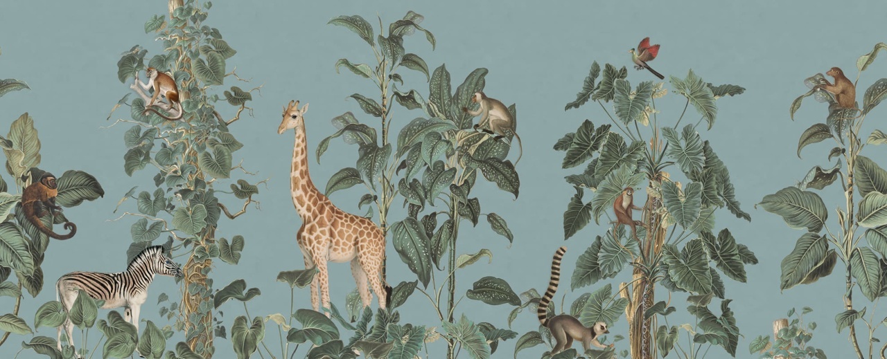 Fototapet, Wildlife Stroll, Blue, Rebel Walls - 2