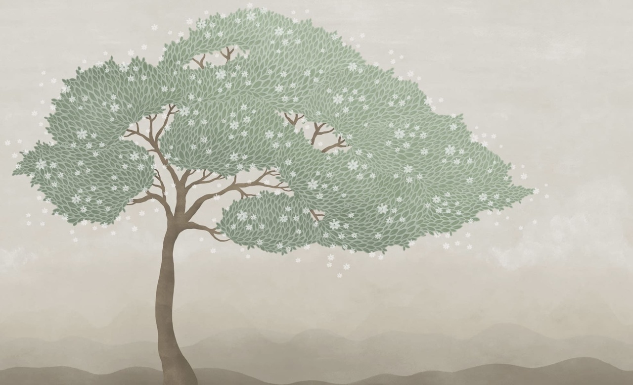 Fototapet, Windy Tree, Light Green, Rebel Walls - 2