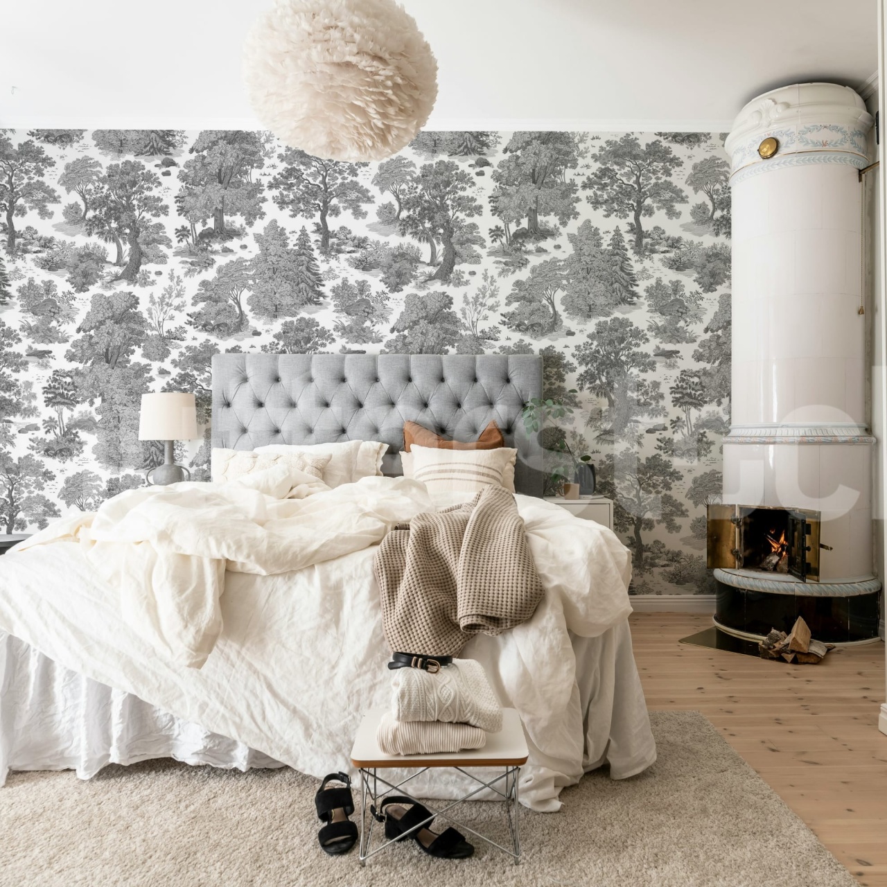 Fototapet, Woodland Toile, Gray, Rebel Walls