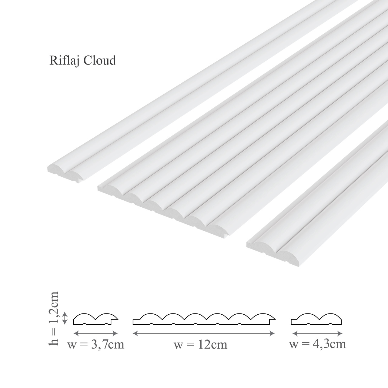 Panou riflaj decorativ 3D, model Cloud - 12x1.2x250 cm - 2 | YEO