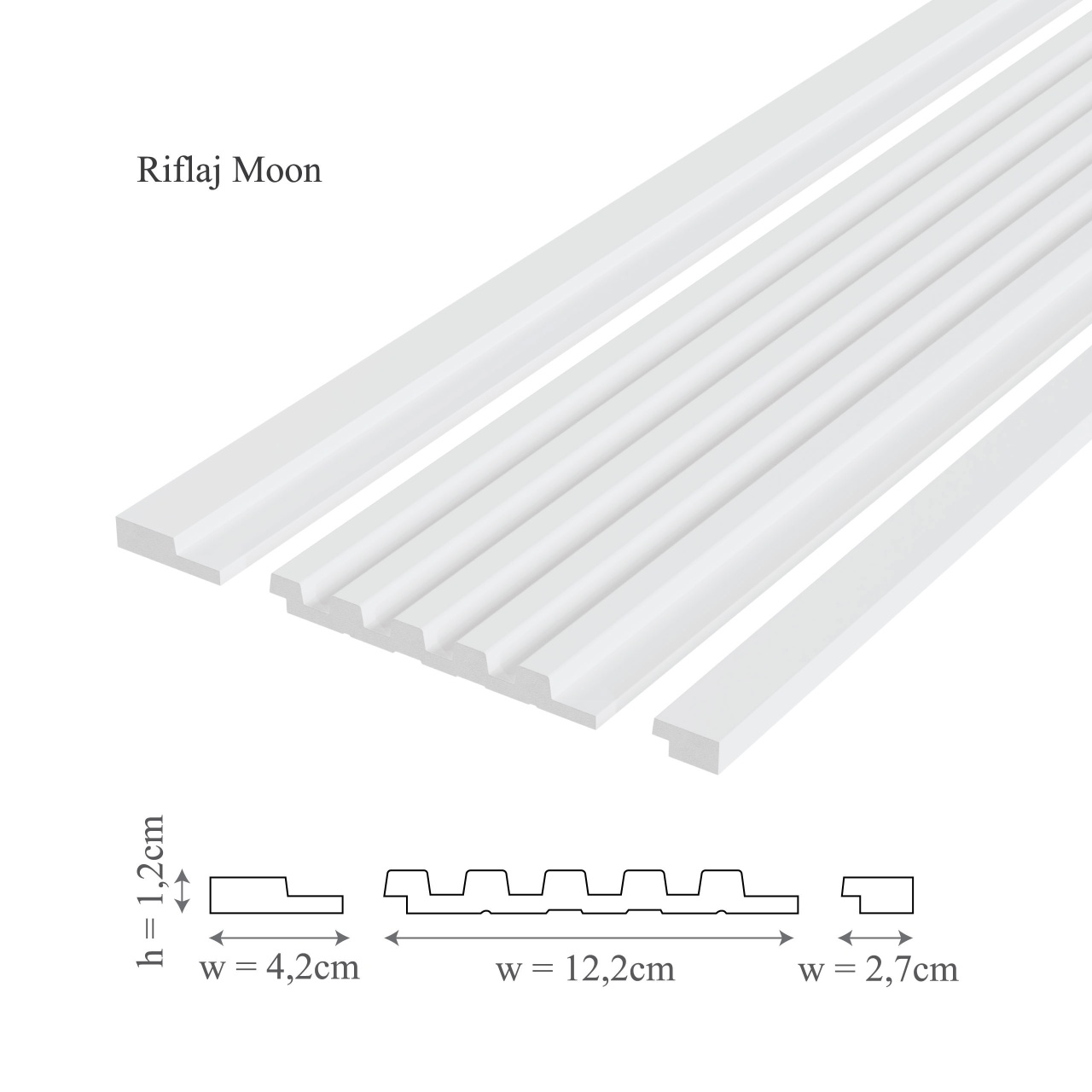 Profil dreapta panou riflaj decorativ 3D, model Moon - 3.6x1.2x290 cm - 2 | YEO