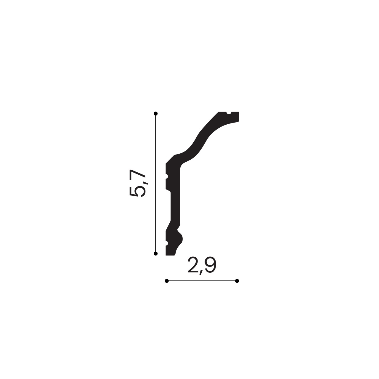 Profil mascare galerie polimer rigid, Manavi C23-5.7x2.9x200cm — imaginea 2