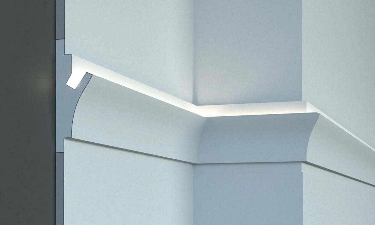 Profil pentru banda LED din polistiren extrudat acoperit cu rasina minerala KD402 - 15x5.5x115 cm - 1 | YEO