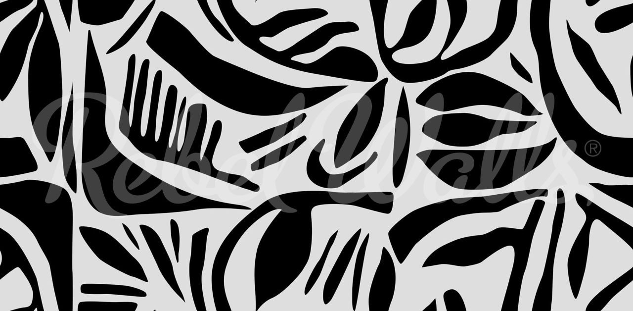 Tapet Abstract Leafs, Black & White, Rebel Walls - 1 | YEO