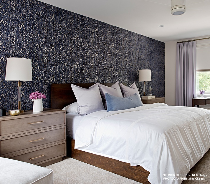 Tapet, Avington, Navy Blue Luxury Moire, 1838 Wallcoverings, 5.3mp / rola — imaginea 2