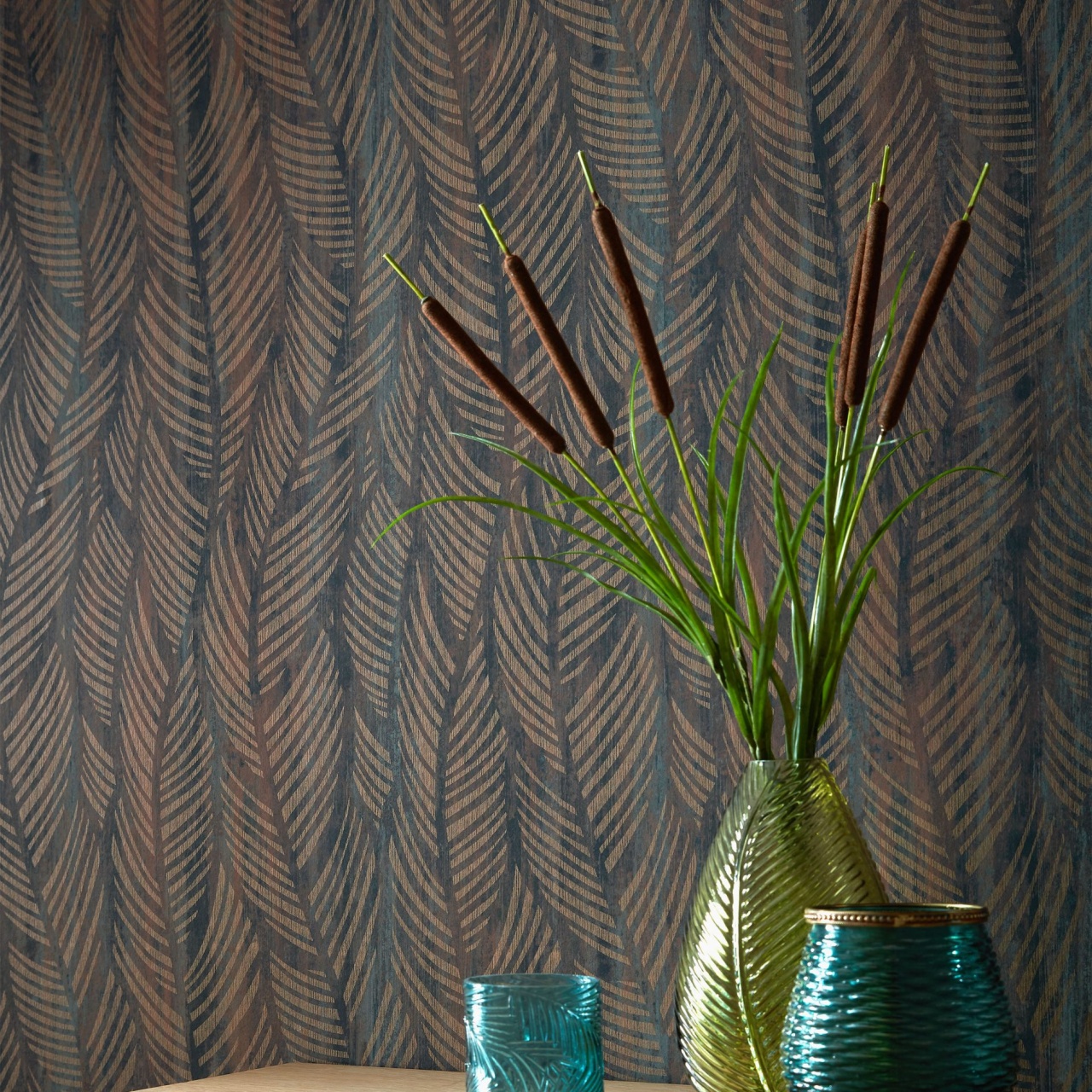 Tapet, Bramble, Caramel Brown Luxury Leaf, 1838 Wallcoverings, 5.3mp / rola