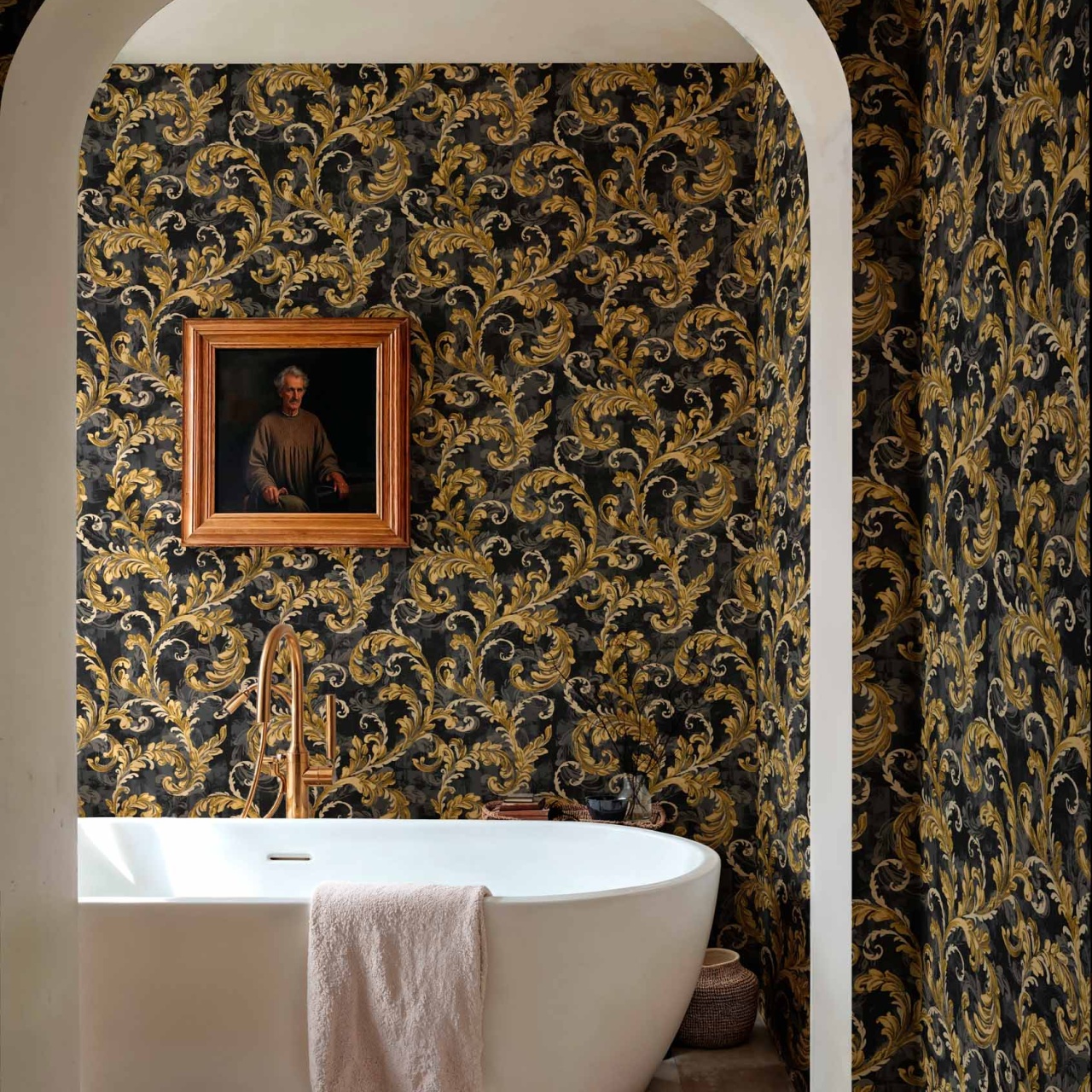 Tapet Byzantine Damask, Onyx, Coordonne, 5mp / rola