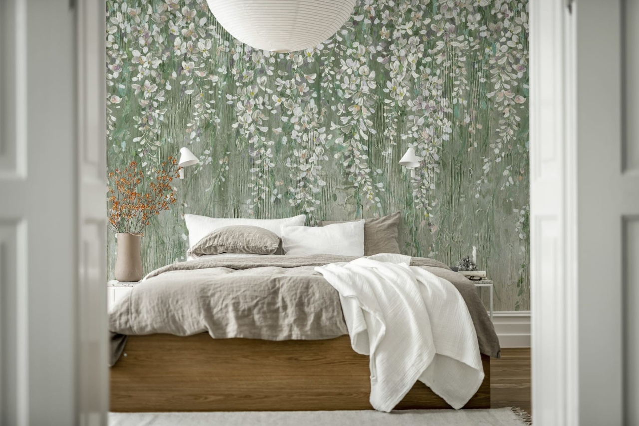 Tapet Draped Blossoms, Green, Rebel Walls - 2 | YEO
