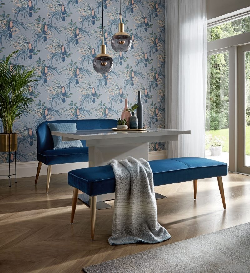 Tapet, Le Toucan, Pale Blue Luxury Bird, 1838 Wallcoverings, 5.3mp / rola