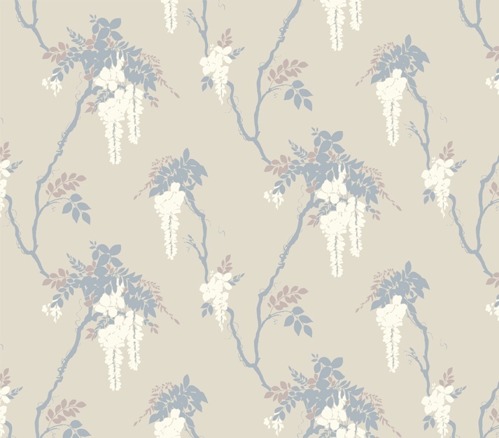 Tapet, Leonora, Denim Grey Neutral Luxury Floral, 1838 Wallcoverings, 5.3mp / rola