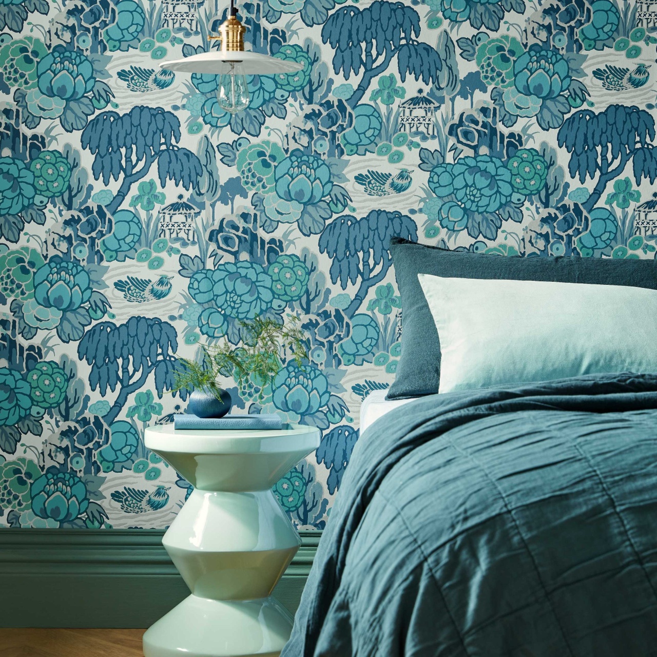 Tapet, Mandarin Garden, Mist Blue, 1838 Wallcoverings, 5.3mp / rola