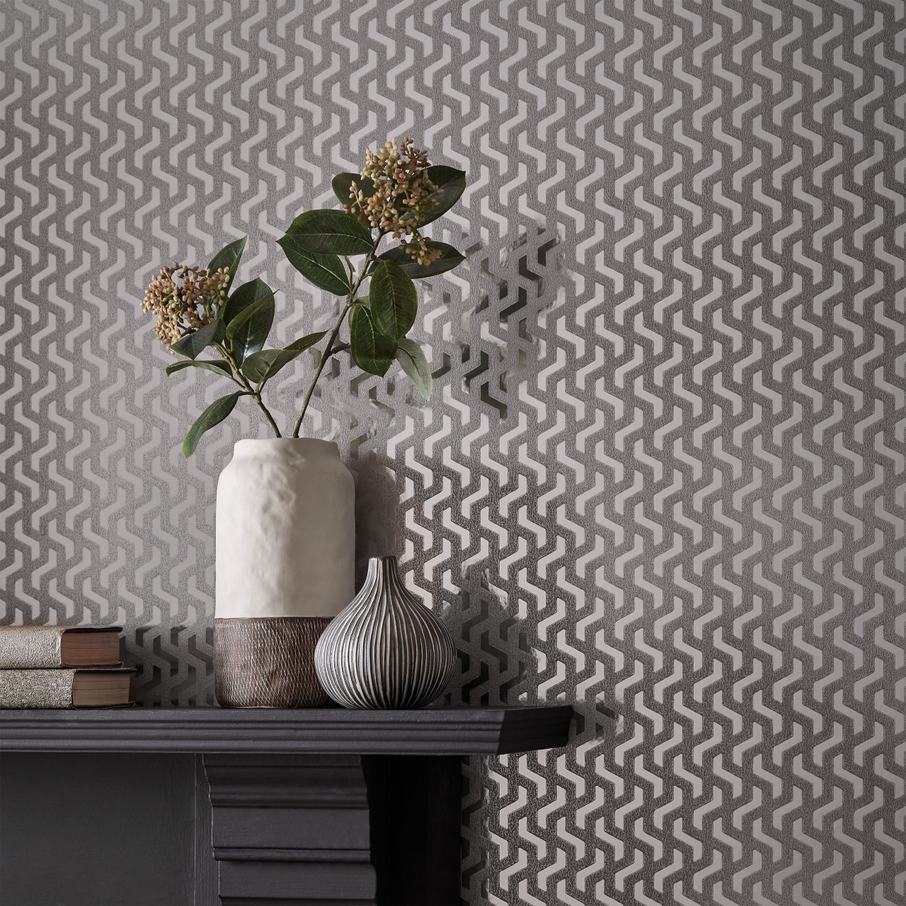 Tapet, metalizat Rattan, Chamomile Silver Luxury Foil, 1838 Wallcoverings, 5.3mp / rola