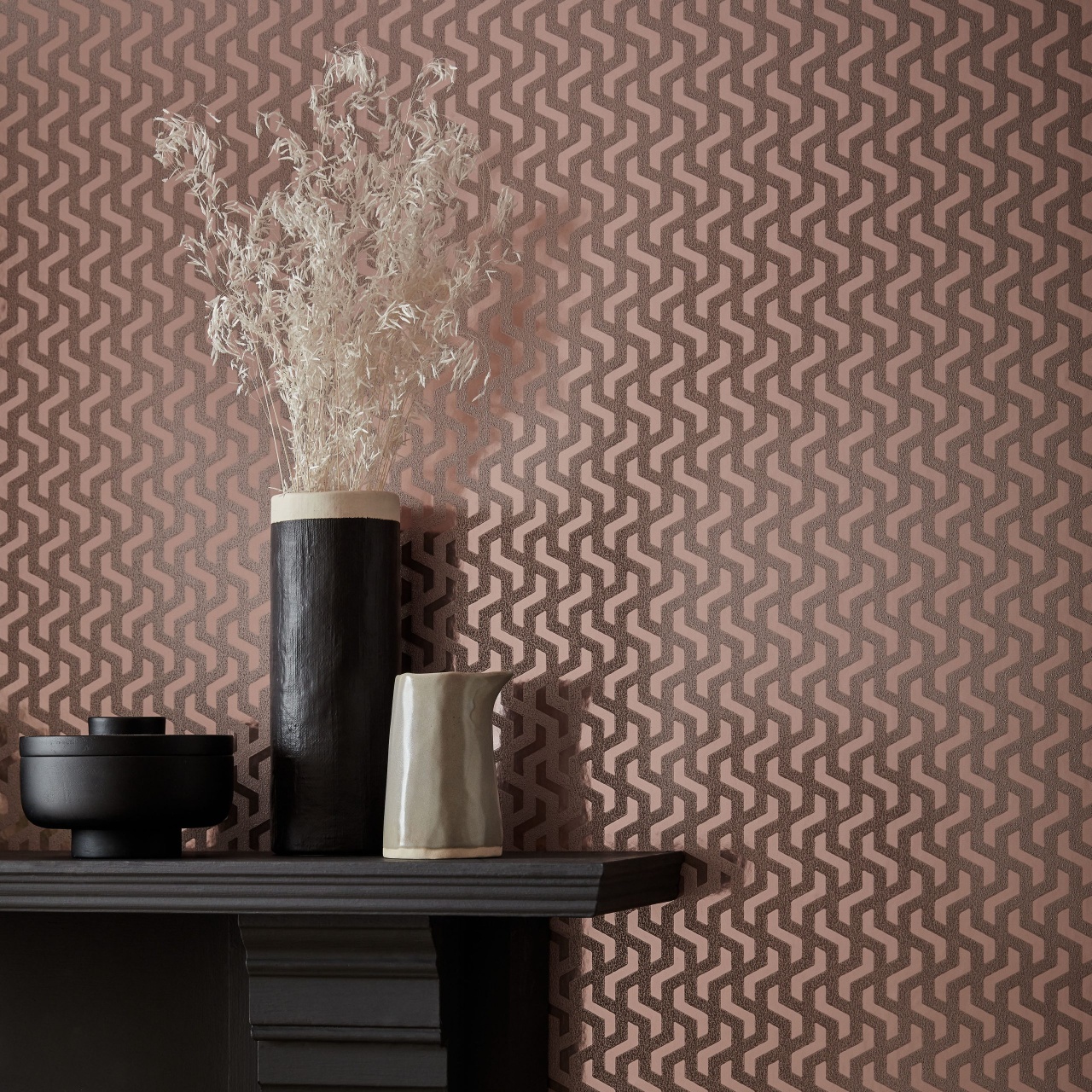 Tapet, metalizat Rattan, Rose Gold Luxury Foil, 1838 Wallcoverings, 5.3mp / rola