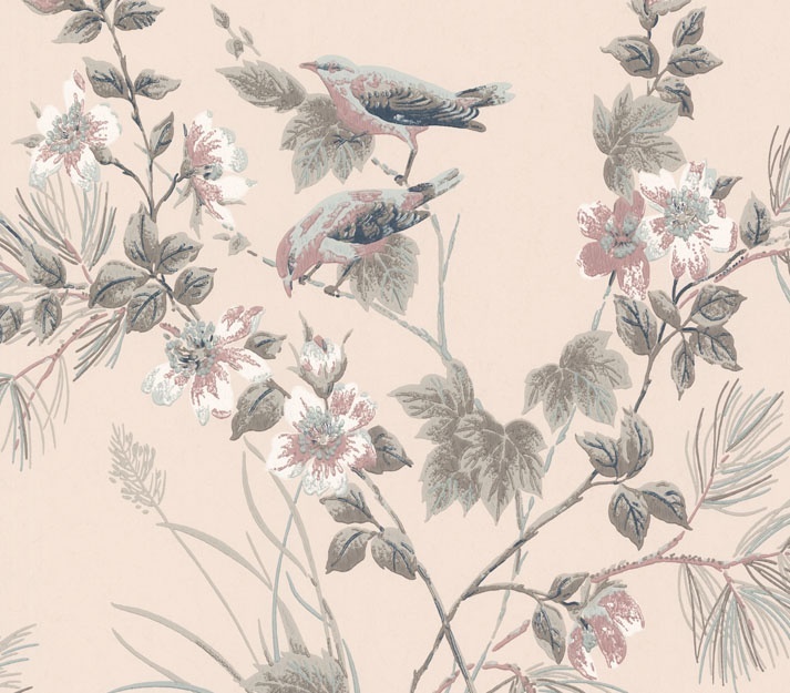 Tapet, Rosemore, Pink Luxury Bird, 1838 Wallcoverings, 5.3mp / rola