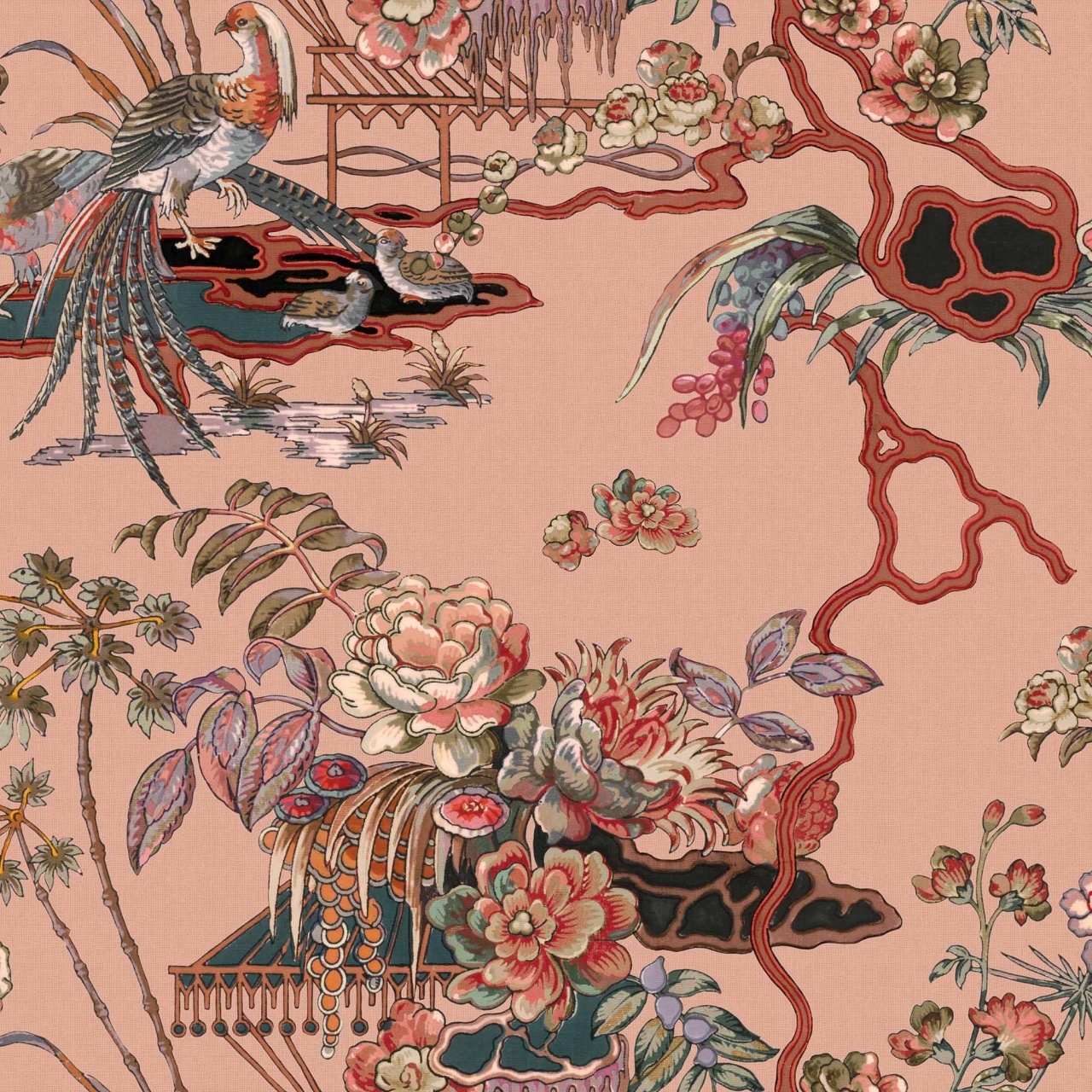 Tapet Sacred Pheasants, Rose, Coordonne 5mp / rola - 2