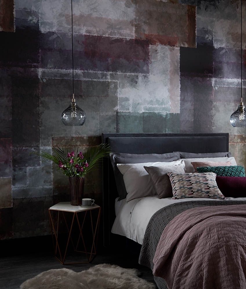 Tapet, Spectrum, Mocha Purple Luxury Geometric, 1838 Wallcoverings, 6.5mp / rola