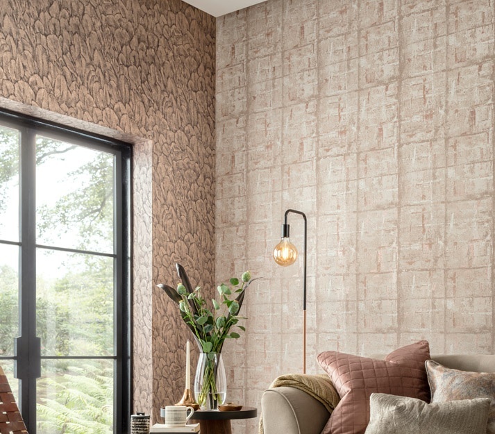 Tranquil, Beach Copper Luxury Feather, 1838 Wallcoverings, 5.3mp / rola