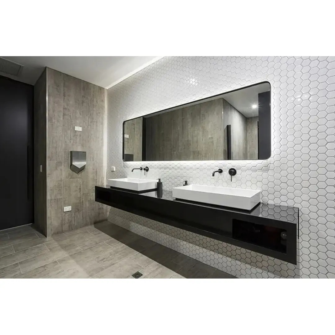 Baterie lavoar incastrata Rea Lungo negru mat cu corp ingropat — imaginea 2