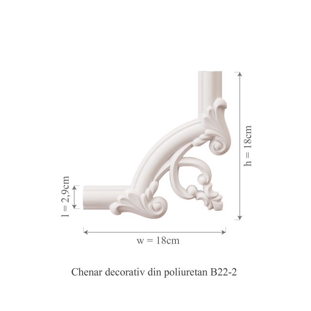 Chenar decorativ din poliuretan B22-2 - 18x18x1.6 cm - 2 | YEO