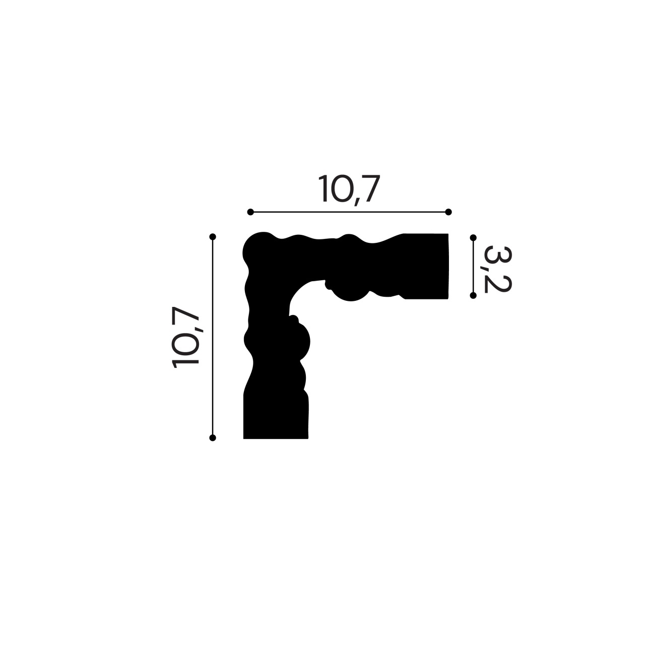 Chenar din poliuretan, Manavi, B10-3 - 10.7x10.7x1.6 cm — imaginea 2