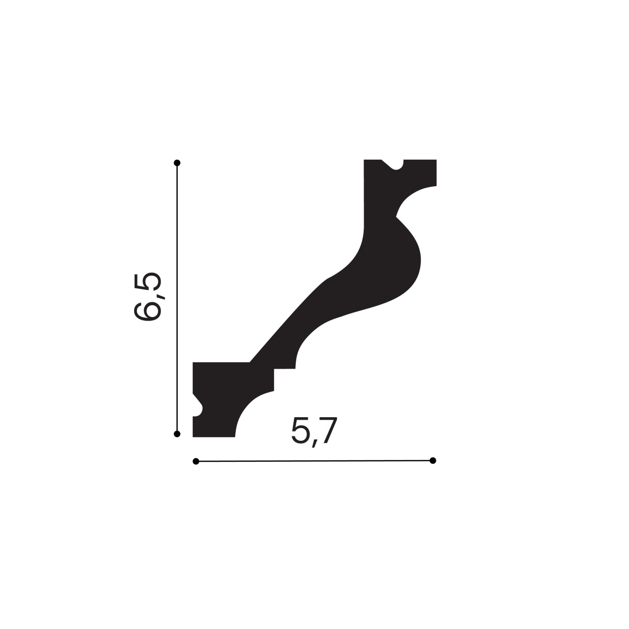 Cornisa polimer rigid, Manavi, C13-6.5x5.7x200cm — imaginea 2